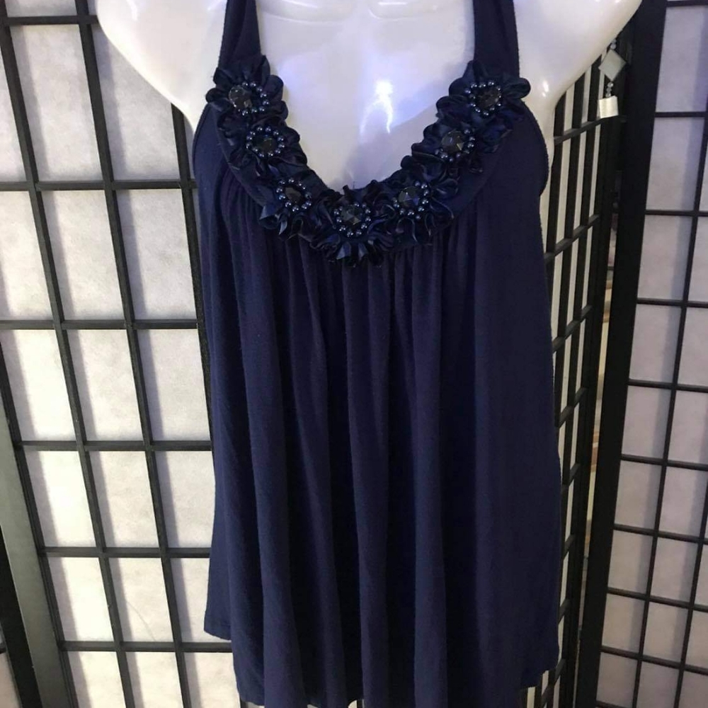 Blue sequined top